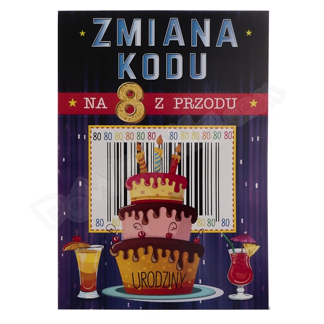 Kartka B6 - Zmiana kodu na 8 z przodu